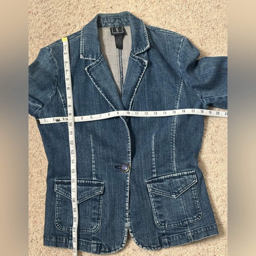 INC International Concepts Blue Denim Blazer Jacket - Picture 6 of 6